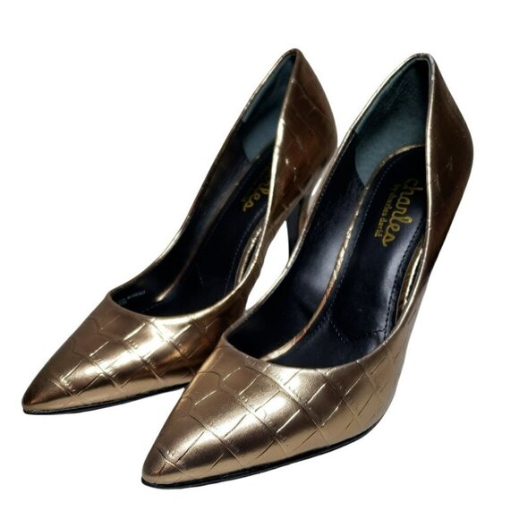 Charles David Womens Maxx Gold Pointed Toe Slip On High Heels Pumps Size 6.5 M - Picture 5 of 12